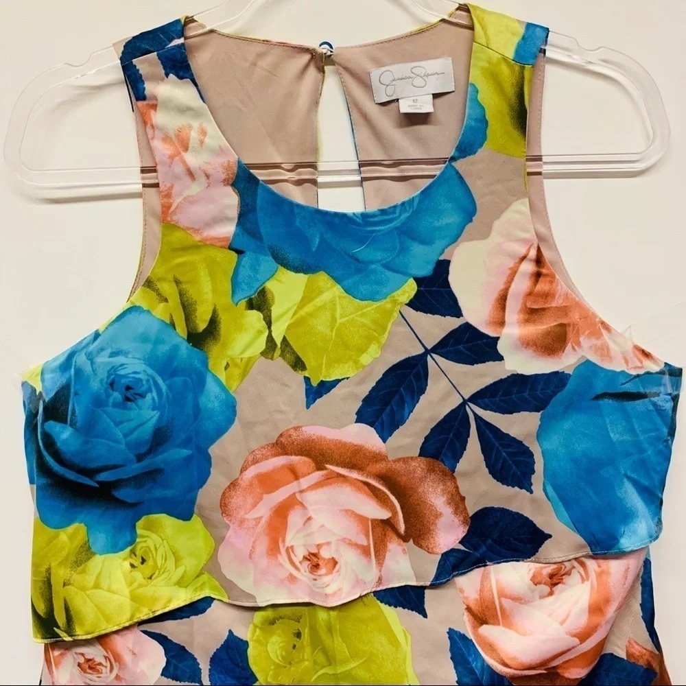 Jessica Simpson Floral Tiered Popover Dres…